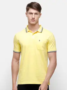 Classic Polo Men Yellow Polo Collar Slim Fit T-shirt