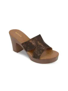 Rocia Women Gold-Toned Textured Block Sandals