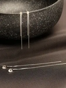 GIVA 925 Sterling Silver Rhodium Plated Silver Triple String Dangle Earrings