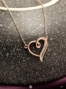 GIVA 925 Sterling Silver Rose Gold Plated Curl Heart Necklace