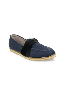Wet Blue Women Navy Blue Textured Loafers