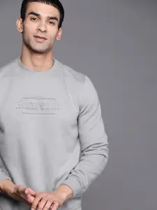 Allen Solly Sport Men Grey Brand Logo Self Design Sweatshirt