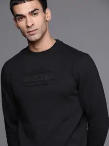 Allen Solly Sport Men Black Brand Logo Self Design Sweatshirt