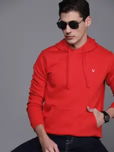 Allen Solly Sport Men Red Solid Hooded Sweatshirt