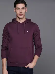 Allen Solly Sport Men Purple Solid Hooded Sweatshirt
