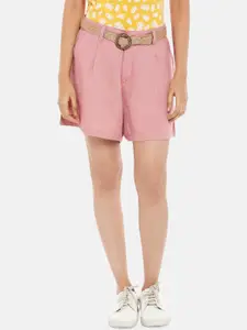 Honey by Pantaloons Women Pink Linen Regular Shorts
