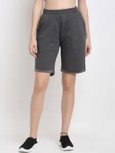 DOOR74 Women Charcoal Loose Fit Regular Shorts