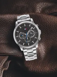 Tommy Hilfiger Men Charcoal Grey Dial & Bracelet Style Strap Chronograph Watch TH1791794W