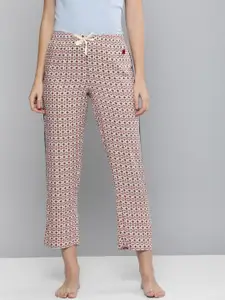 Chemistry Women White & Pink Printed Lounge Pants