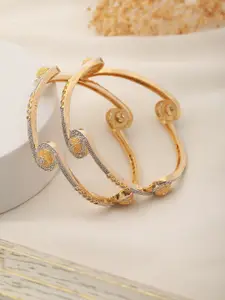 Saraf RS Jewellery Set Of 2 Gold-Plated White AD-Studded Handcrafted Bangles
