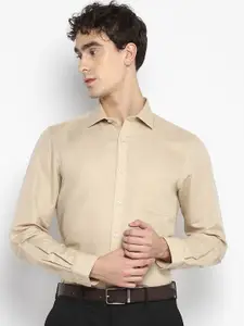Turtle Men Beige Slim Fit Opaque Formal Shirt