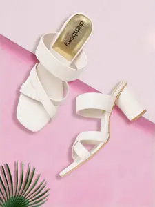 DressBerry Women Off-White Solid Block Heels