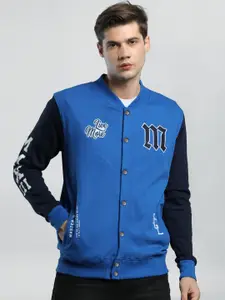 Maniac Men Navy Blue Black Bomber Jacket