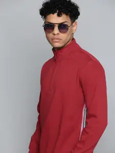 Indian Terrain Men Red Solid Sweatshirt