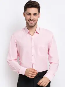 JAINISH Men Pink Smart Opaque Printed Formal Shirt