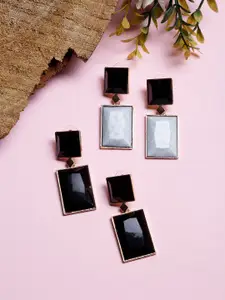 YouBella  Set of 2 Black & White Geometric Studs Earrings