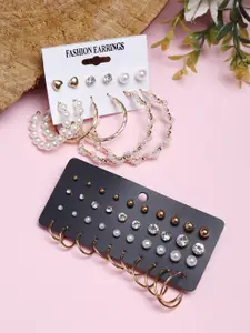 YouBella Woman Set Of 32 Gold-Toned Contemporary Studs Earrings