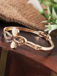 ANIKAS CREATION Women Rose Gold & White Brass Handcrafted Rose Gold-Plated Bangle-Style Bracelet