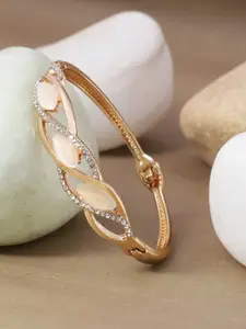 ANIKAS CREATION Brass Handcrafted Rose Gold-Plated Stone Studded Bangle-Style Bracelet