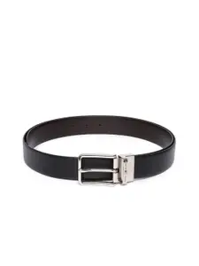 Tommy Hilfiger Men Black & Coffee Brown Textured Leather Reversible Belt