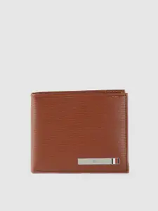 Tommy Hilfiger Men Tan Leather Two Fold Wallet