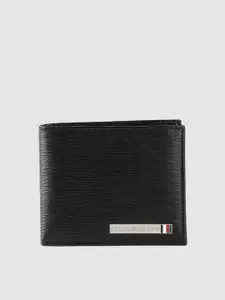 Tommy Hilfiger Men Black Leather Two Fold Wallet