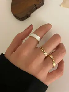 Shining Diva Fashion Set of 3 Gold Plated Stylish Rings