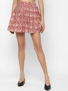 AMERICAN EAGLE OUTFITTERS Women Red Floral Printed Flared Mini Skirt