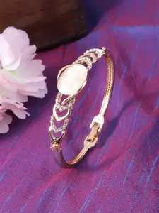ANIKAS CREATION Rose Gold-Plated & White Stone Studded Brass Bangle-Style Bracelet