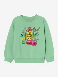 Naughty Ninos Naughty Ninos Girls Sea Green Printed Sweatshirt