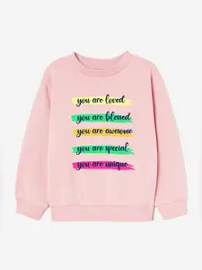 Naughty Ninos Girls Pink Printed Sweatshirt