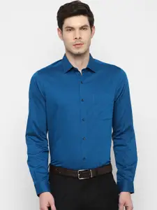 Turtle Men Blue Solid Slim Fit Opaque Formal Shirt