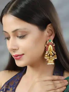 Priyaasi Woman Gold-Toned Contemporary Jhumkas Earrings