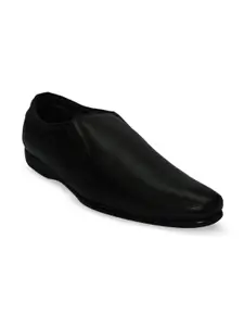 Ajanta Men Black Textured Formal Slip-On Shoe