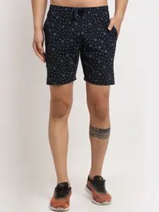 MACK JONNEY Men Navy Blue & Sea Green Conversational Printed Regular Shorts