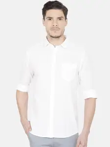 Oxemberg Men White Slim Fit Opaque Casual Shirt