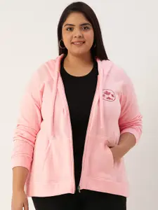Rute Plus Size Women Pink Hooded Sweatshirt