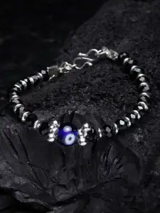 PANASH Women Black & Blue German Silver Elasticated Bracelet