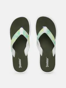 The Roadster Lifestyle Co Women Green & Black Tropical Print Thong Flip-Flops