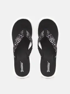 The Roadster Lifestyle Co Women Black & White Printed Thong Flip-Flops