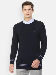 Louis Philippe Men Navy Blue Pullover