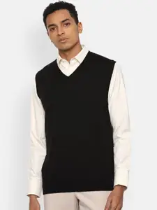Van Heusen Van Heusen Men Black Solid Sweater Vest