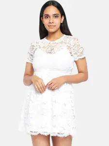 People Women White Lace Mini Dress