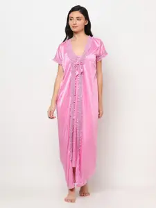 TRUNDZ Pink Maxi Nightdress with Robe