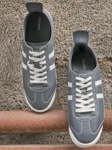 HIGHLANDER Men Grey & White Colourblocked PU Shoes