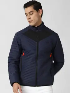 Peter England Casuals Men Navy Blue Striped Padded Jacket