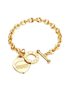 Yellow Chimes Women Gold-Toned & Plated Stainless Steel Heart Shaped Charm Bracelet