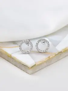 Accessorize London Women Crystal Studded Pave Cut Out Circle Stud Earrings