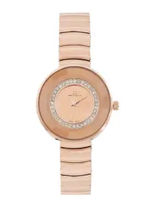 GIORDANO Women Brown Dial & Rose Gold Stainless Steel Bracelet Style Watch G2139-33