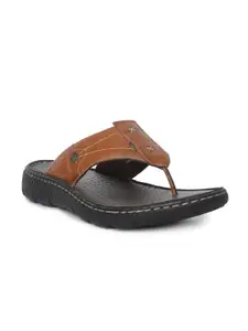 Buckaroo Men Tan Brown Solid Leather Comfort Sandals